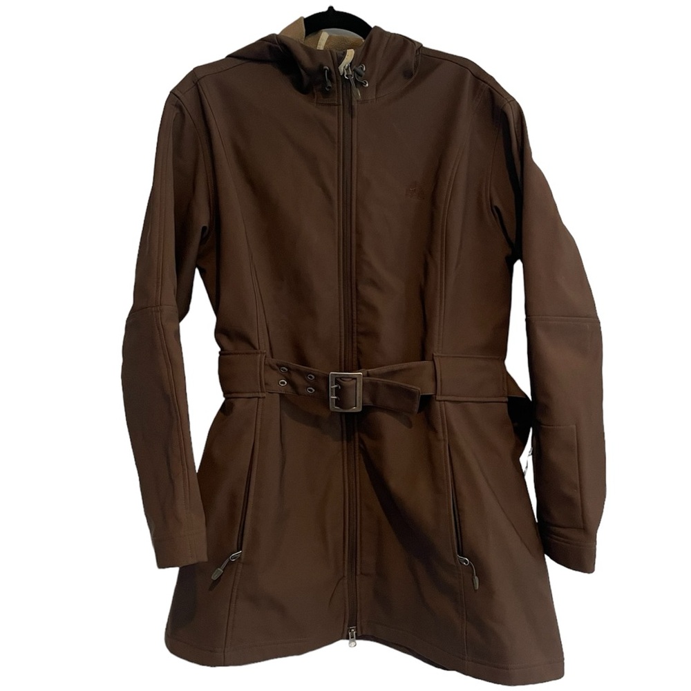 Nike ACG Trench Coat. Fleece Lined. Brown. Hooded. Zipper Pockets. Belted. XL